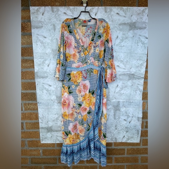 Farm Rio for Anthropologie Camila Wrap Maxi Dress size small - Picture 3 of 9